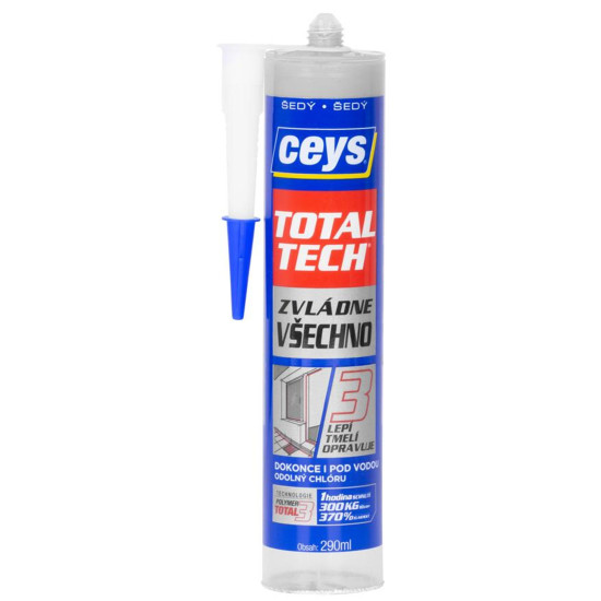 Клей Ceys TOTAL TECH EXPRESS, герметик 2в1, серый, 290 мл Клей Ceys TOTAL TECH EXPRESS, герметик 2в1, серый, 290 мл