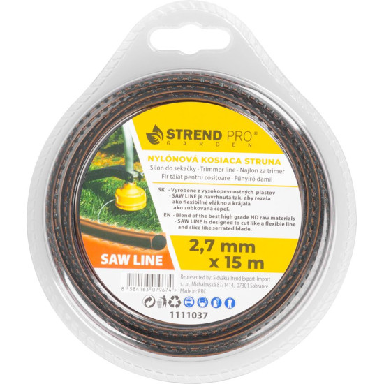 SawLine mowing line 2.7 mm, L-15 m, serrated SawLine mowing line 2.7 mm, L-15 m, serrated
