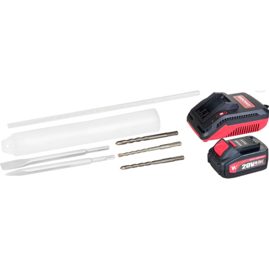 Hammer Worcraft CRH-S20LiBDM, 20 В Li-ion, ShareSYS, SDS+ 4.5J, бесщётка, SET 1x 4.0 Ah аккумулятор, 1x быстрое зарядное устройство