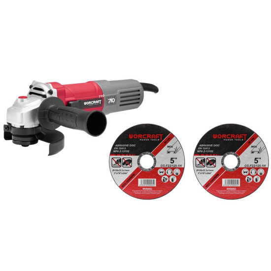Grinder Worcraft AG08-125P, 710W, 125 mm, M14, angled, PROMO + 2 discs Grinder Worcraft AG08-125P, 710W, 125 mm, M14, angled, PROMO + 2 discs