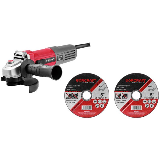 Grinder Worcraft AG08-115P, 710W, 115 mm, M14, angled, PROMO + 2 discs Grinder Worcraft AG08-115P, 710W, 115 mm, M14, angled, PROMO + 2 discs