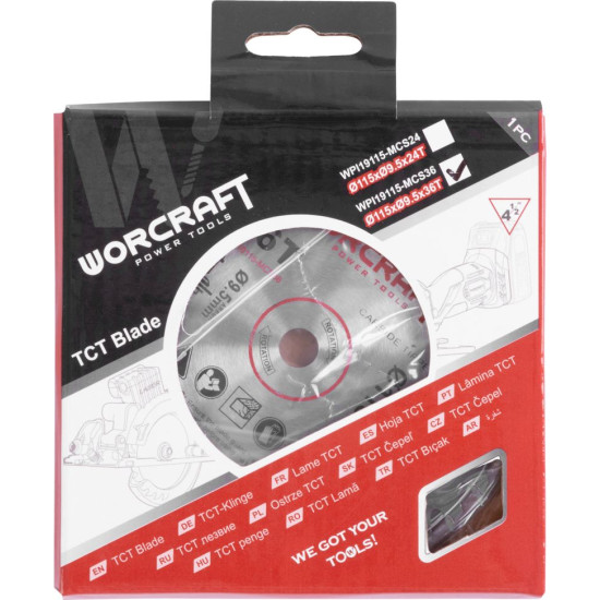 Dics Worcraft CMCS-S20LiB,115x9,5 mm, 36T, saw