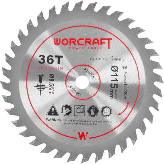 Dics Worcraft CMCS-S20LiB,115x9,5 mm, 36T, saw