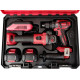 Worcraft XCUBE001 Toolbox, kruvikeeraja CHD-S20LiBA kruvikeeraja + CAG-S20LiBS-125 mm nurklihvija, harjadeta, 2x 4,0 Ah aku, 1x laadija