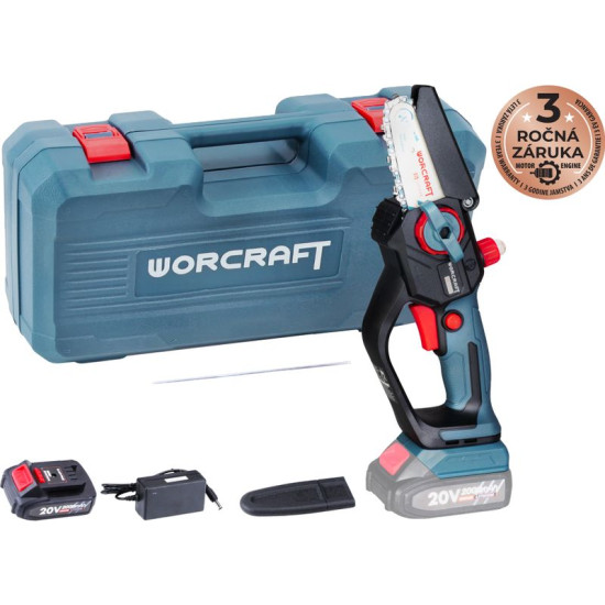 Saw Worcraft Home CHS-S20LiCM ShareSYS, 20V Li-ion, 4" chain, brushed, mini chainsaw, SET in case Saw Worcraft Home CHS-S20LiCM ShareSYS, 20V Li-ion, 4" chain, brushed, mini chainsaw, SET in case