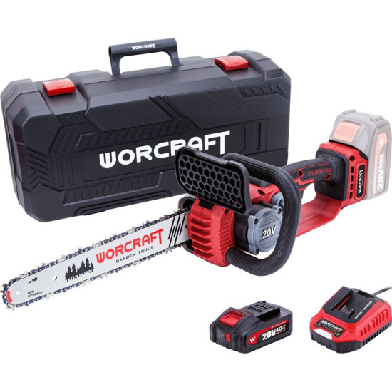 Пила Worcraft CGC-S20LiBDM, безуглеродная, цепная, 20V Li-ion, масляный бак на 26 мл, цепь 12", SET в футляре