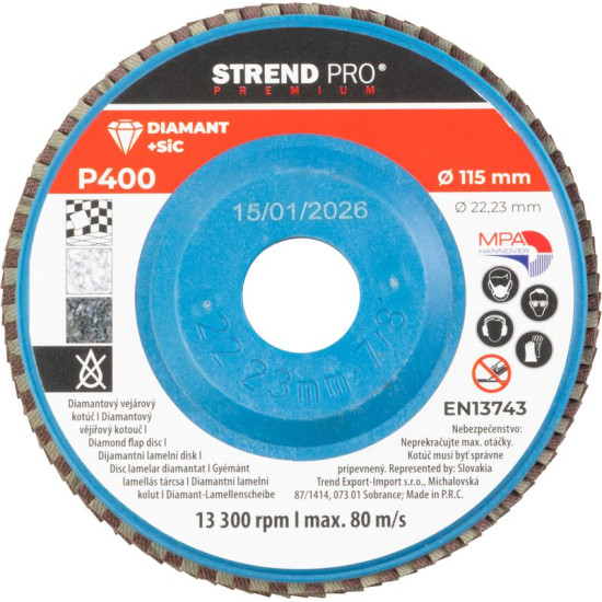 Strend Pro Premium Blade 115 x 22 мм, шлифовка, P400, алмаз, клапан