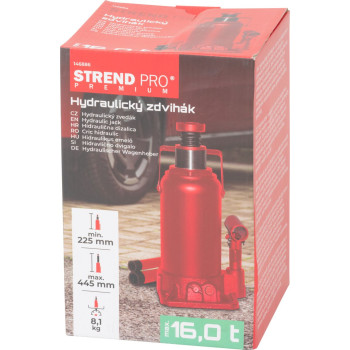 Домкрат Strend Pro Premium, 16 тонн, 225-445 мм, гидравлический