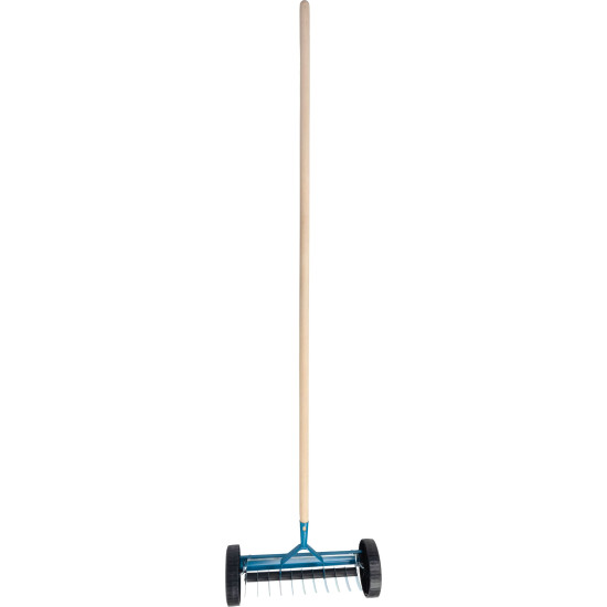 Rake R152W, 11 teeth, weed aeration, with wheels, with handle