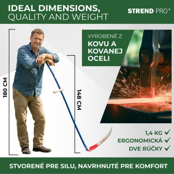 Metal handle for scythe 148 cm