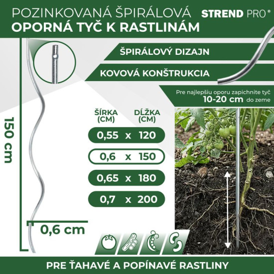 Varras GS1 1500/6 mm, spiraal, Zn traat, tugitaimed ja tomatid Varras GS1 1500/6 mm, spiraal, Zn traat, tugitaimed ja tomatid