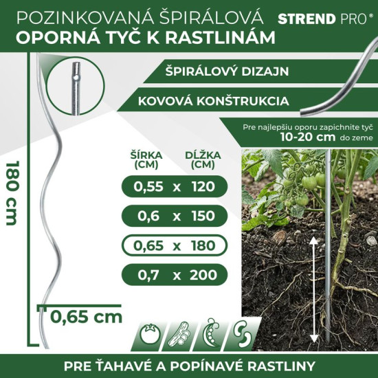 Varras GS1 1800/6,5 mm, spiraal, Zn traat, tugitaimed ja tomatid Varras GS1 1800/6,5 mm, spiraal, Zn traat, tugitaimed ja tomatid