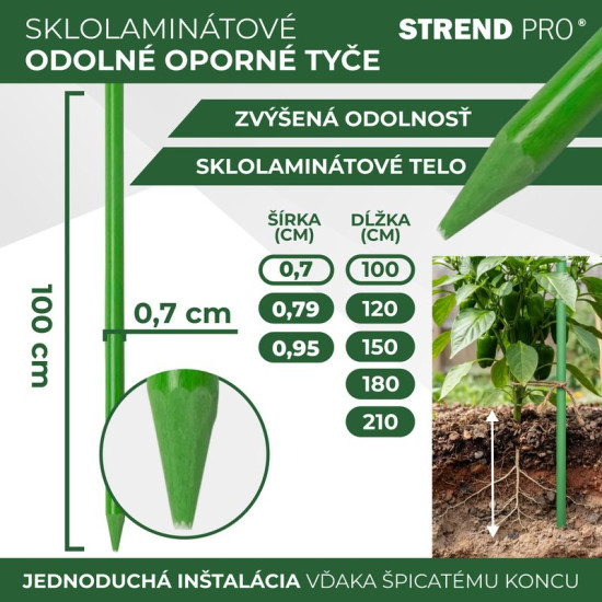 Опора для растений CountryYard S270, 100 см, 7,0 мм, зеленая, стекловолокно