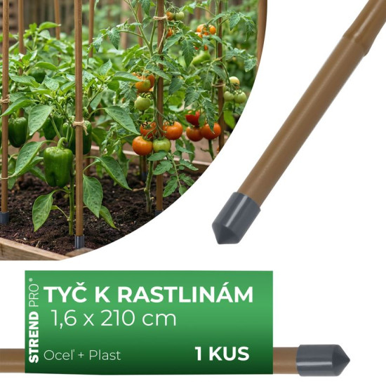Plant stick Garden 16/2100 mm, steel/plastic, brown