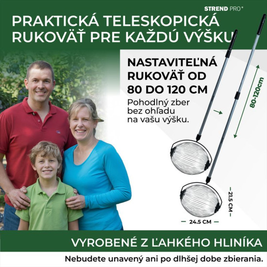 Puuviljakorjamise tööriist Strend Pro OD-50206 alumiiniumist käepidemega, teleskoop, 80-120 cm