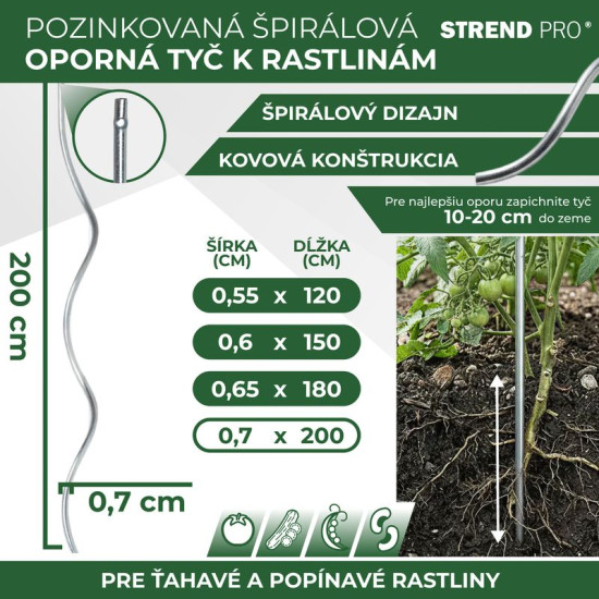 Stick GS1 2000/7,0 mm, spiral, Zn wire, for tomatoes