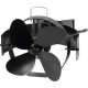 Strend Pro fan, fireplace, with flue holder and magnet, heat-driven, 4-blade, black