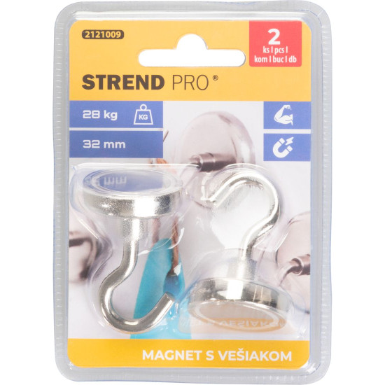 Magnet Strend Pro, extra strong, with hanger, 32 mm, max. 28 kg, pack. 2 pcs