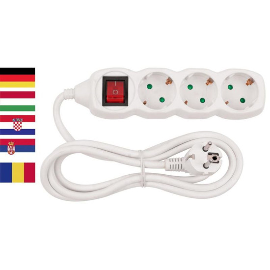 Удлинитель Strend Pro DG-803BK 3,00 м, 3 розетки,  выключатель