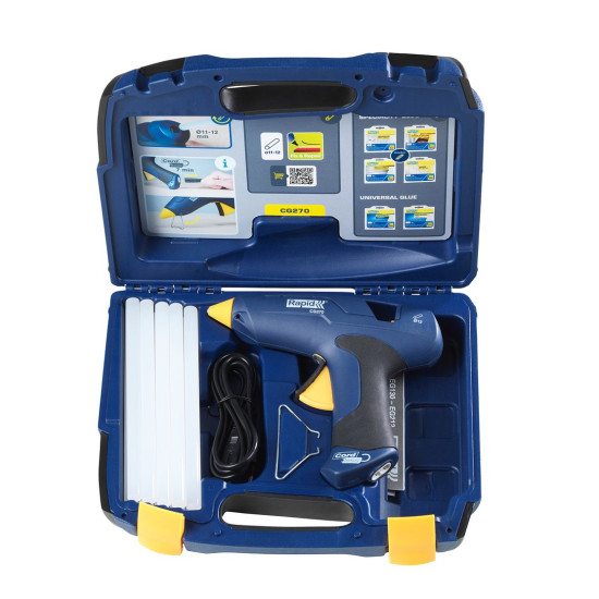 RAPID CG270 gun, 10 pcs sticks, case, wireless mode, hot melt glue gun, hot melt, for hot melt sticks 12 mm RAPID CG270 gun, 10 pcs sticks, case, wireless mode, hot melt glue gun, hot melt, for hot melt sticks 12 mm
