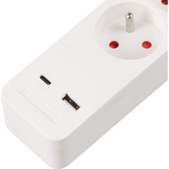Cable Strend Pro LG-FB603K, L-1.4 m, extension, 3x socket + switch, USB Cable Strend Pro LG-FB603K, L-1.4 m, extension, 3x socket + switch, USB