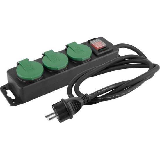 Удлинитель Strend Pro FS0701, L-3 м,  3x розетка+выключатель, IP44