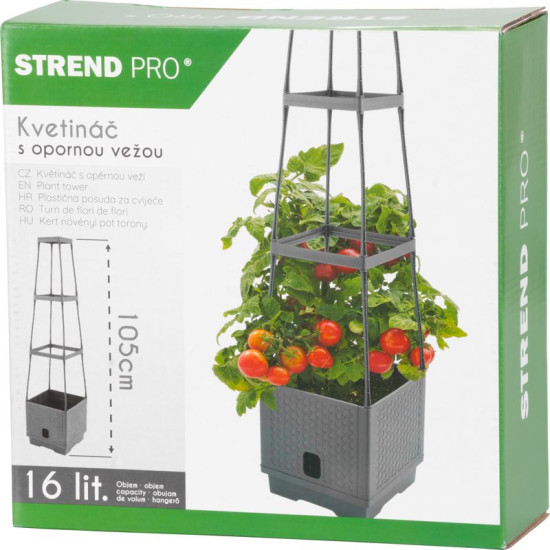 Цветочный горшок Strend Pro Herrison FP8018, с опорной башней, 250x250x1050 мм