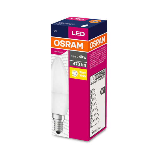 Pirn OSRAM® LED FR 040 (ean6453) mittehämar, 5,7 W/827 E14 2700K Väärtus CLASSIC B