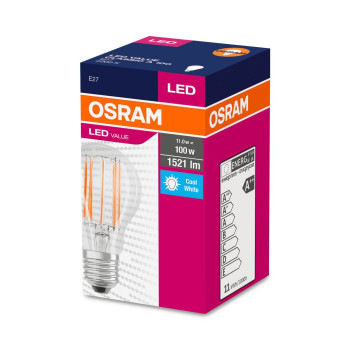 Bulb OSRAM® LED FIL 100 (ean8621) non-dim, 11W/840 E27 4000K Value CLASSIC A