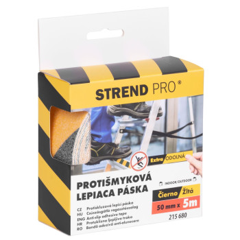 Strend Pro tape, adhesive, anti-slip, extra durable, black / yellow, 50 mm x 5 m