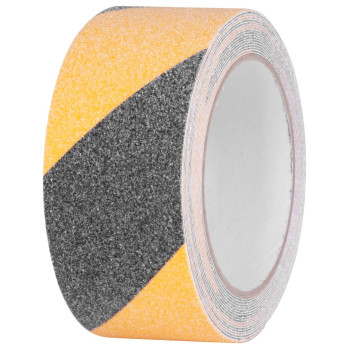 Strend Pro tape, adhesive, anti-slip, extra durable, black / yellow, 50 mm x 5 m