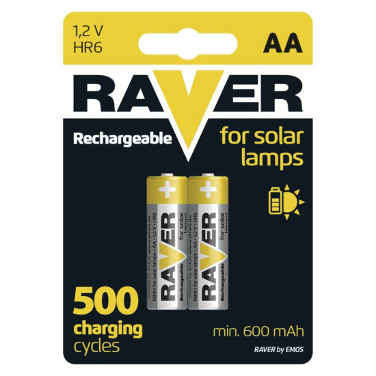 Аккумулятор RAVER SOLAR HR6, 600 мАч, 2 шт, АА Аккумулятор RAVER SOLAR HR6, 600 мАч, 2 шт, АА