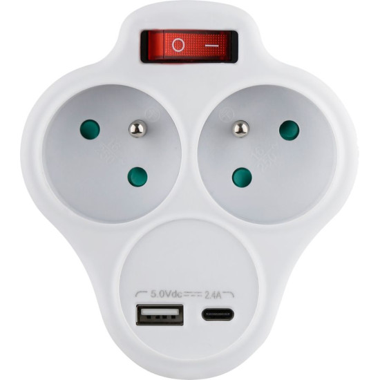 Strend Pro розетка, белый, 2x 16 А, USB A+C, выключатель Strend Pro розетка, белый, 2x 16 А, USB A+C, выключатель