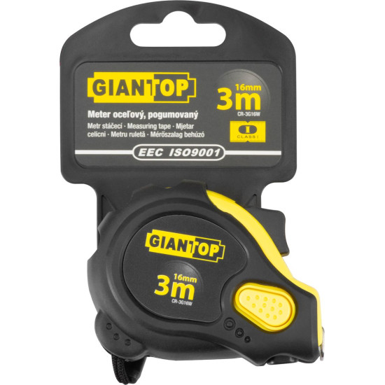 Steel measuring tape GIANT CR-G16 CE, 3 m, roll-up, rubber Steel measuring tape GIANT CR-G16 CE, 3 m, roll-up, rubber