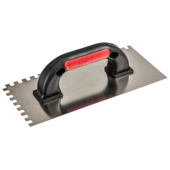 Trowel Strend Pro Premium, EXC RED-Black, U-plastic. handle, 270x130 mm, e6 mm, 0.7 mm, stainless steel