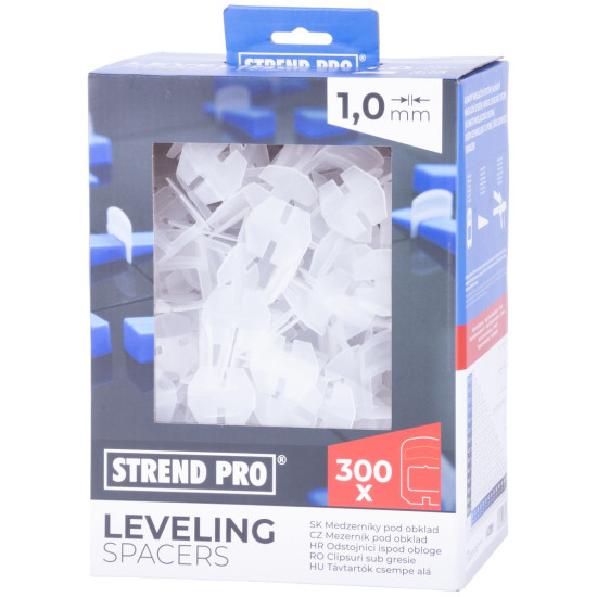 Tile spacer Strend Pro LS230T, under tile, 1 mm, pack. 300 pcs, transparent plastic