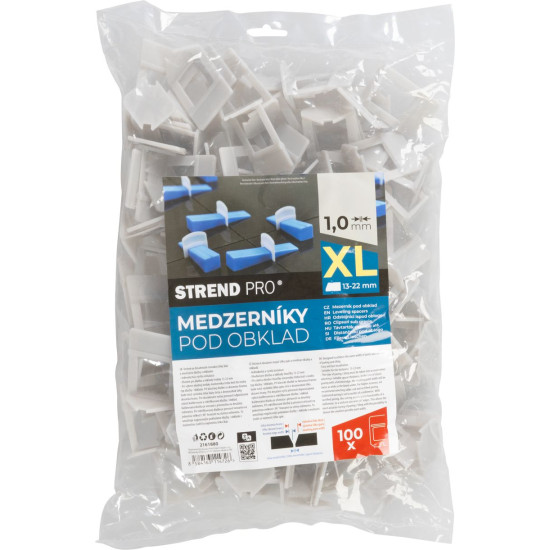 Дистанцер XL Strend Pro, выравнивание, подплитка, 1,0 мм, 13-22 мм, пакет. 100 штук, пластик, серый