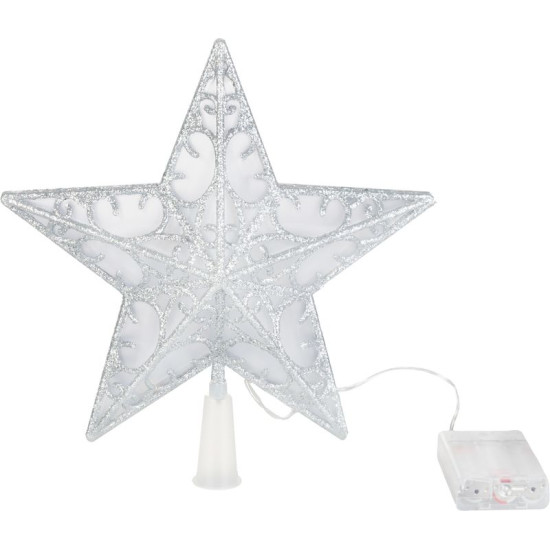 MagicHome Christmas Star, пластик, таймер, 10xLED теплый белый, 25 см, 2xAA