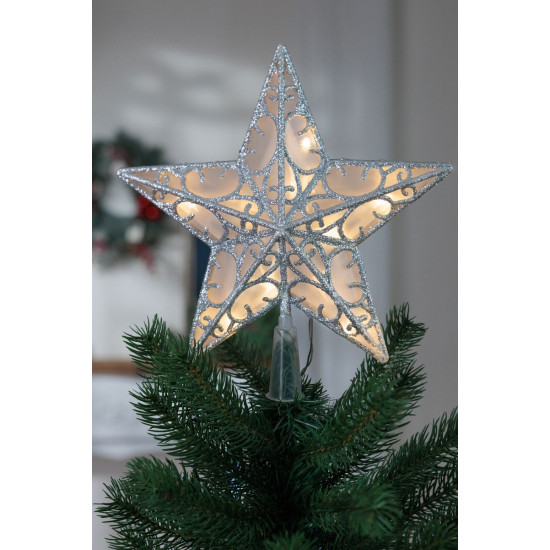 MagicHome Christmas Star, пластик, таймер, 10xLED теплый белый, 25 см, 2xAA