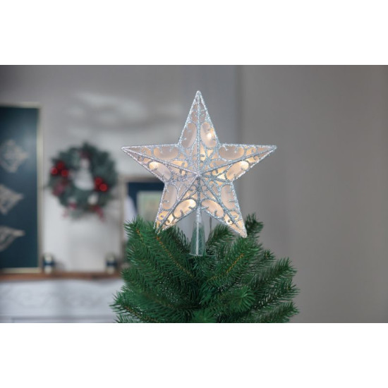 MagicHome Christmas Star, пластик, таймер, 10xLED теплый белый, 25 см, 2xAA