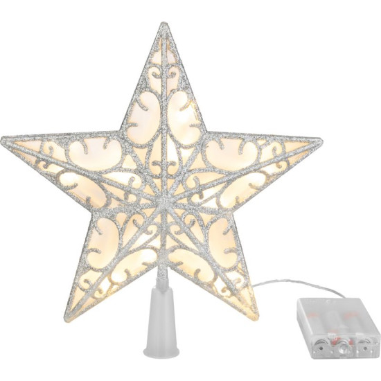 MagicHome Christmas Star, пластик, таймер, 10xLED теплый белый, 25 см, 2xAA
