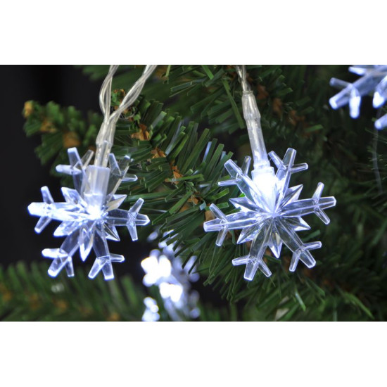 Christmas Light MagicHome SnowFlake, 90 cm, 10xLED white, 2xAA, interior