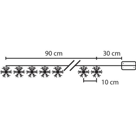 Christmas Light MagicHome SnowFlake, 90 cm, 10xLED white, 2xAA, interior