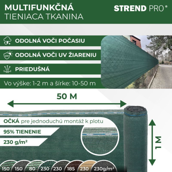 Varjutusvõrk 230g/m2, 95%, 1,0m x L-50m, UV Varjutusvõrk 230g/m2, 95%, 1,0m x L-50m, UV