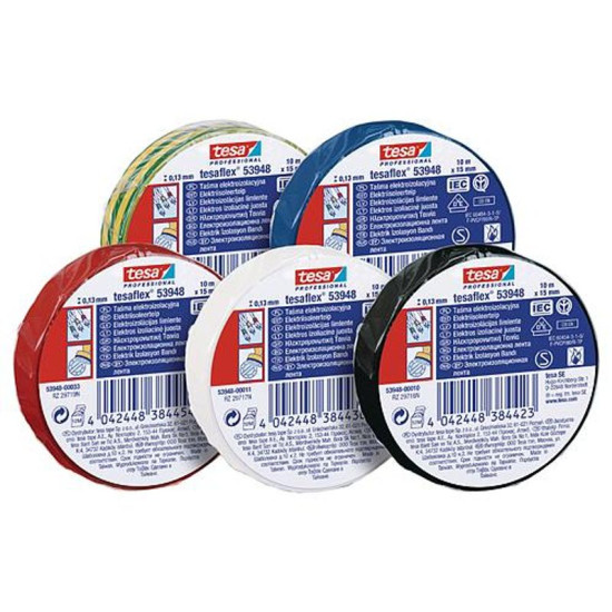 tesa® PRO tesaflex® tape, electrical insulation, adhesive, sPVC, 19 mm, yellow-green, L-20 m tesa® PRO tesaflex® tape, electrical insulation, adhesive, sPVC, 19 mm, yellow-green, L-20 m