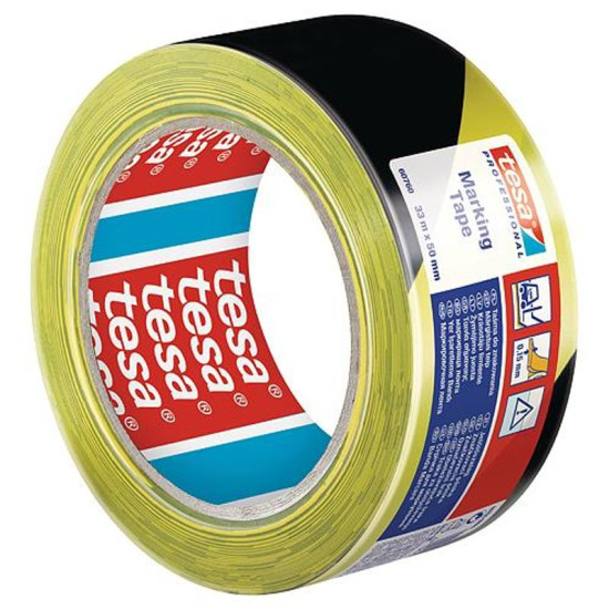 Tape tesa® PRO Marking, warning, yellow-black, 50 mm, L-33 m Tape tesa® PRO Marking, warning, yellow-black, 50 mm, L-33 m
