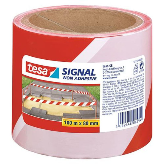 Tape tesa® SIGNAL, 80 mm, red/white, L-100 m Tape tesa® SIGNAL, 80 mm, red/white, L-100 m