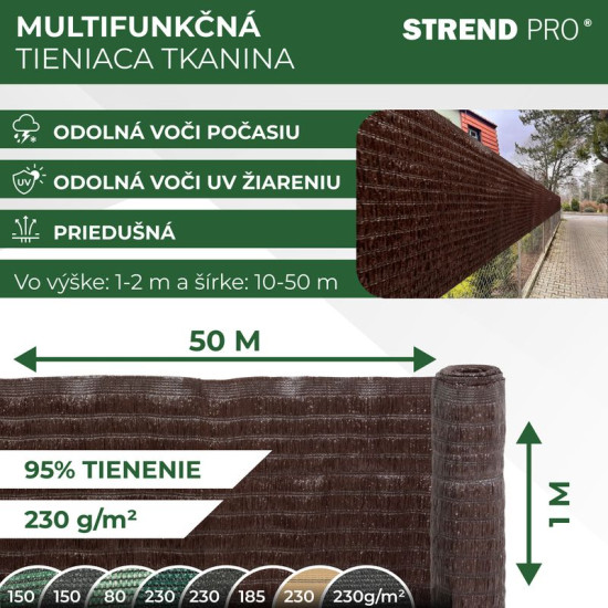 Varjutusvõrk BrownDeсor W101, 1,0x50 m, UV, 230 g/m2, pruun Varjutusvõrk BrownDeсor W101, 1,0x50 m, UV, 230 g/m2, pruun