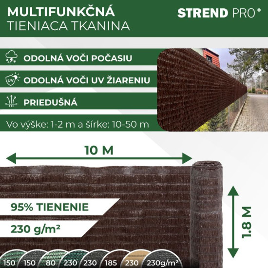 Varjutusvõrk BrownDeсor W101, 1,8x10 m, UV, 230 g/m2, pruun Varjutusvõrk BrownDeсor W101, 1,8x10 m, UV, 230 g/m2, pruun