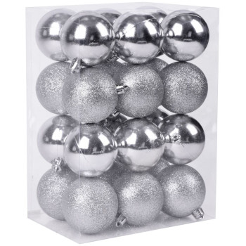 Ball MagicHome, 24 pcs, 6 cm, silver, for Christmas tree